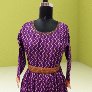 Royal Purple Ethnic Printed Long Gown by Neel Collection