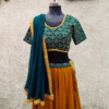 Mustard & Teal Cotton Chaniya Choli Set with Mirror Work by Neel Collection