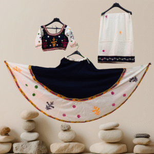 Black-White Cotton Chaniya Choli Set – Elegant Festive Look by Neel Collection