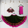 Elegant Green & Pink Cotton Chaniya Choli Set – With 9 Meter Gher by Neel Collection