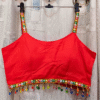 Mirror Strap Reeyon Blouse with Dangling Beads by Neel Collection