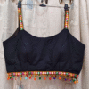 Mirror Strap Reeyon Blouse with Dangling Beads by Neel Collection