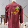 Men’s Maroon Embroidered Kurta – Peacock Elegance Edition by Neel Collection