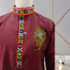 Men’s Maroon Embroidered Kurta – Peacock Elegance Edition by Neel Collection