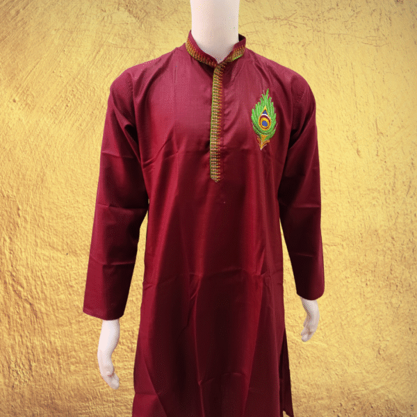 Men Maroon Sequence Embroidery Festive Kurta Pyjamas main image 1