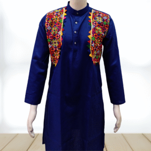 Navy Blue Kurta with Gujarati Mirror Embroidery – Festive Edition by Neel Collection