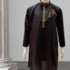 Black Kurta with Dandiya Sticks Embroidery by Neel Collection