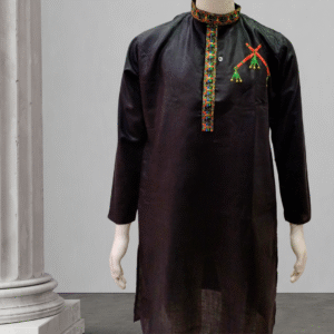 Black Kurta with Dandiya Sticks Embroidery by Neel Collection