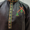 Black Kurta with Dandiya Sticks Embroidery by Neel Collection
