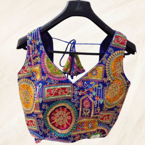 Royal Blue Silk Embroidered Blouse -Choli- by Neel Collection