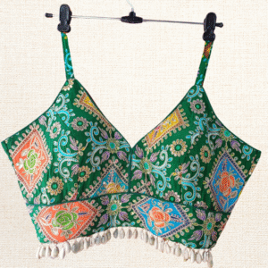 Forest Green Embroidered Blouse with Shell Border by Neel Collection